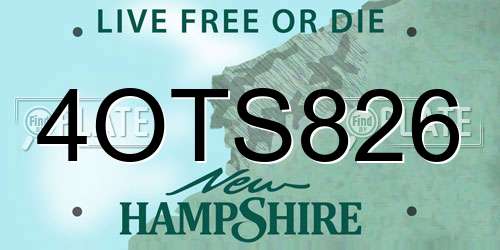4OTS826 New Hampshire License Plate