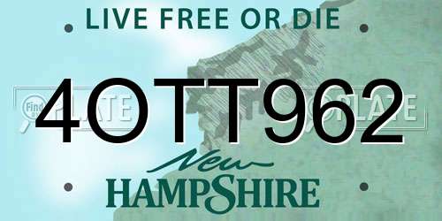 4OTT962 New Hampshire License Plate