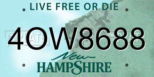 4OW8688 New Hampshire License Plate