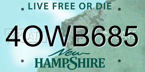 4OWB685 New Hampshire License Plate