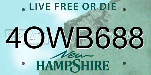 4OWB688 New Hampshire License Plate