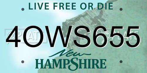 4OWS655 New Hampshire License Plate