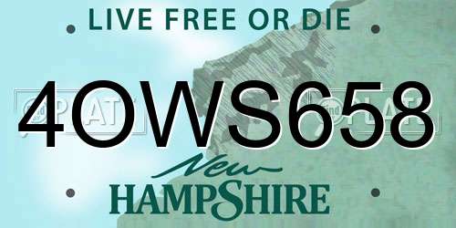 4OWS658 New Hampshire License Plate