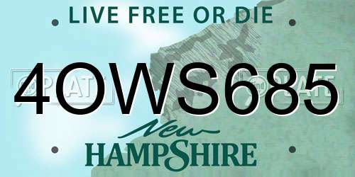 4OWS685 New Hampshire License Plate