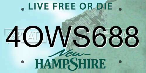 4OWS688 New Hampshire License Plate