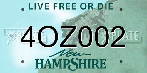 4OZ002 New Hampshire License Plate