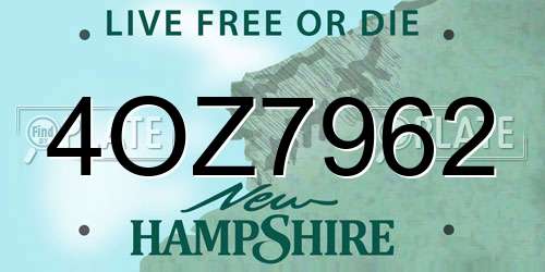 4OZ7962 New Hampshire License Plate