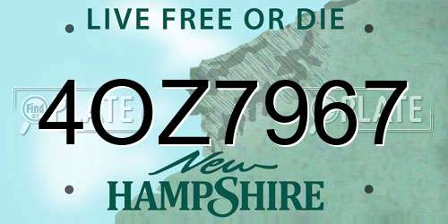4OZ7967 New Hampshire License Plate