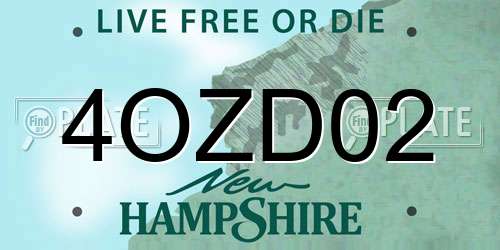 4OZD02 New Hampshire License Plate