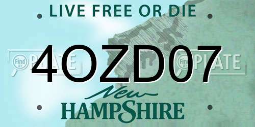4OZD07 New Hampshire License Plate