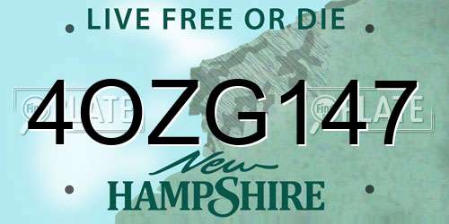 4OZG147 New Hampshire License Plate