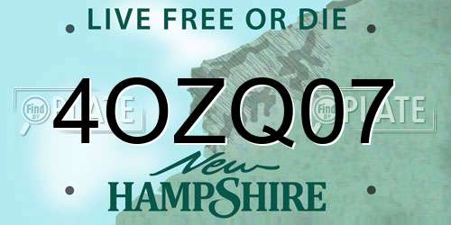4OZQ07 New Hampshire License Plate