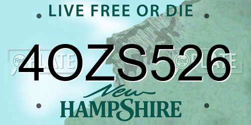4OZS526 New Hampshire License Plate