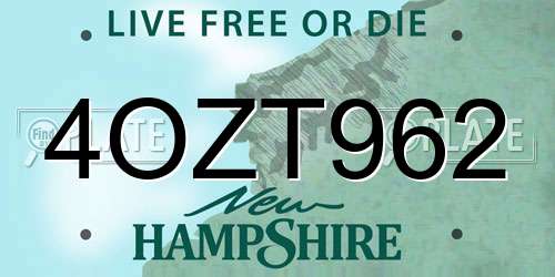 4OZT962 New Hampshire License Plate