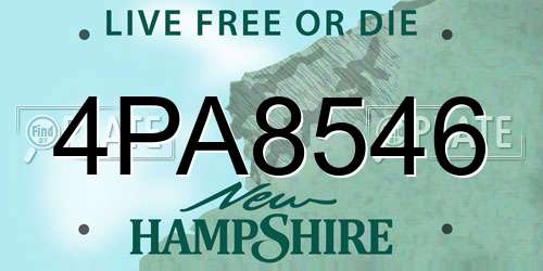 4PA8546 New Hampshire License Plate