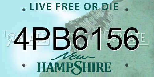 4PB6156 New Hampshire License Plate