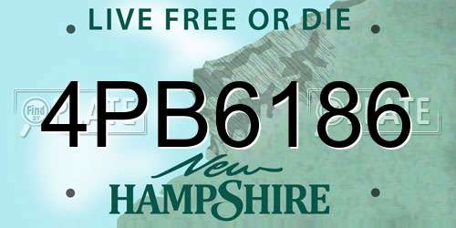 4PB6186 New Hampshire License Plate