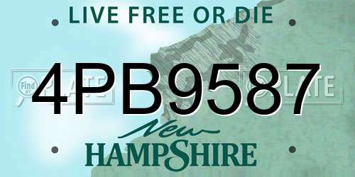4PB9587 New Hampshire License Plate
