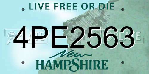 4PE2563 New Hampshire License Plate