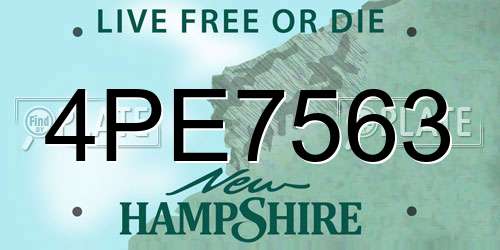 4PE7563 New Hampshire License Plate