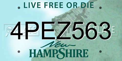 4PEZ563 New Hampshire License Plate