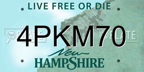 4PKM70 New Hampshire License Plate