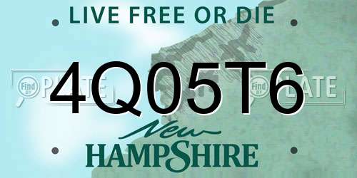 4Q05T6 New Hampshire License Plate