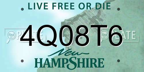 4Q08T6 New Hampshire License Plate