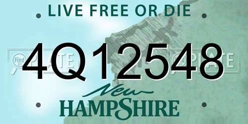 4Q12548 New Hampshire License Plate