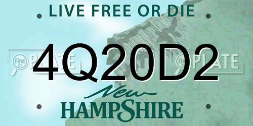 4Q20D2 New Hampshire License Plate