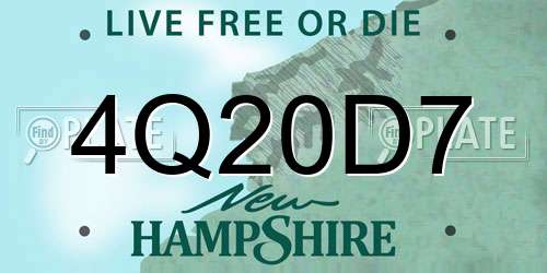 4Q20D7 New Hampshire License Plate