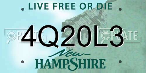 4Q20L3 New Hampshire License Plate