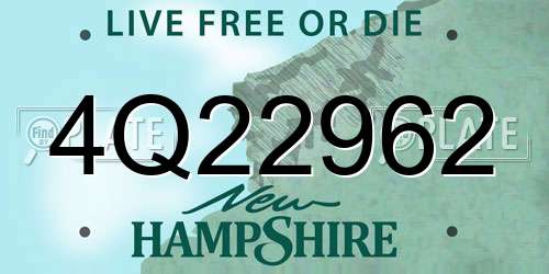 4Q22962 New Hampshire License Plate