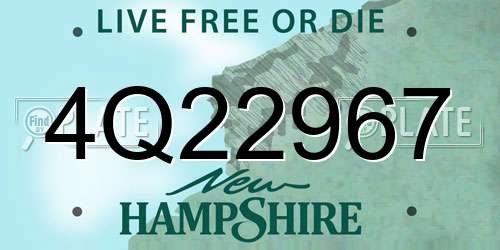 4Q22967 New Hampshire License Plate