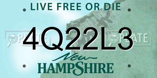 4Q22L3 New Hampshire License Plate