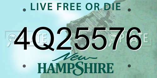 4Q25576 New Hampshire License Plate