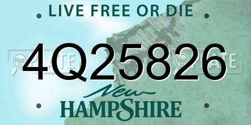 4Q25826 New Hampshire License Plate