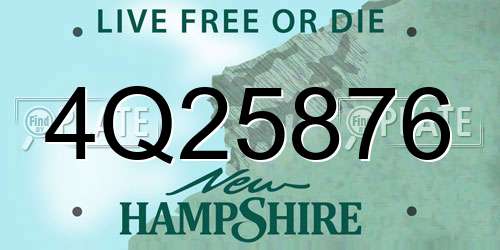 4Q25876 New Hampshire License Plate