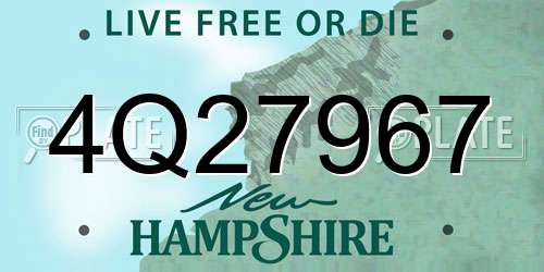 4Q27967 New Hampshire License Plate