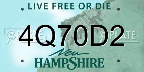4Q70D2 New Hampshire License Plate