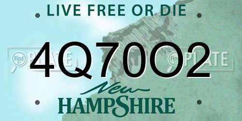 4Q70O2 New Hampshire License Plate