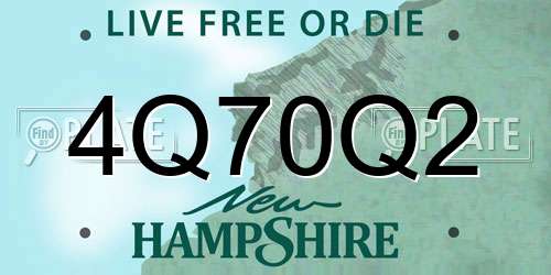 4Q70Q2 New Hampshire License Plate