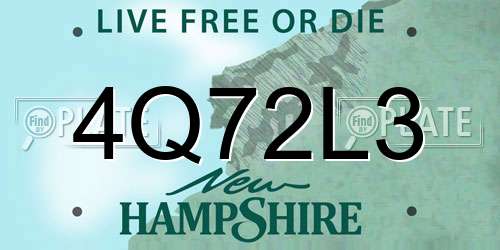 4Q72L3 New Hampshire License Plate