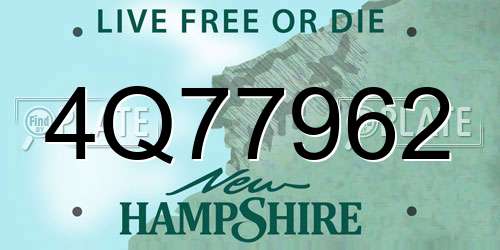 4Q77962 New Hampshire License Plate