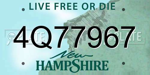 4Q77967 New Hampshire License Plate