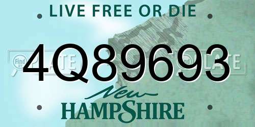 4Q89693 New Hampshire License Plate