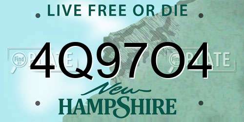 4Q97O4 New Hampshire License Plate