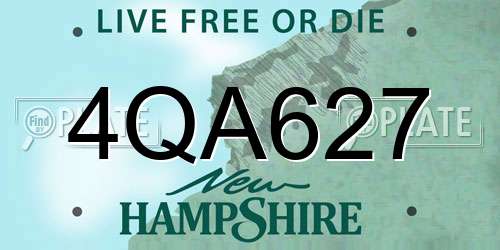 4QA627 New Hampshire License Plate