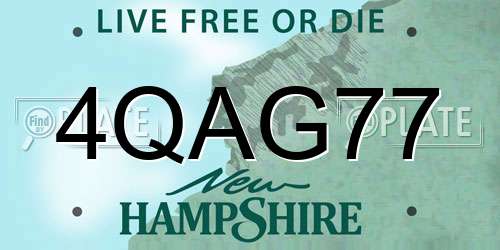 4QAG77 New Hampshire License Plate