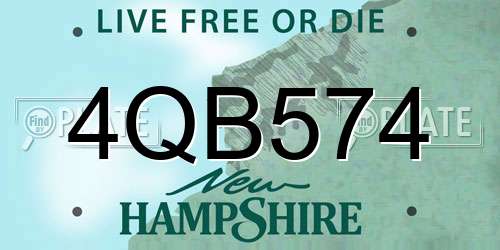 4QB574 New Hampshire License Plate